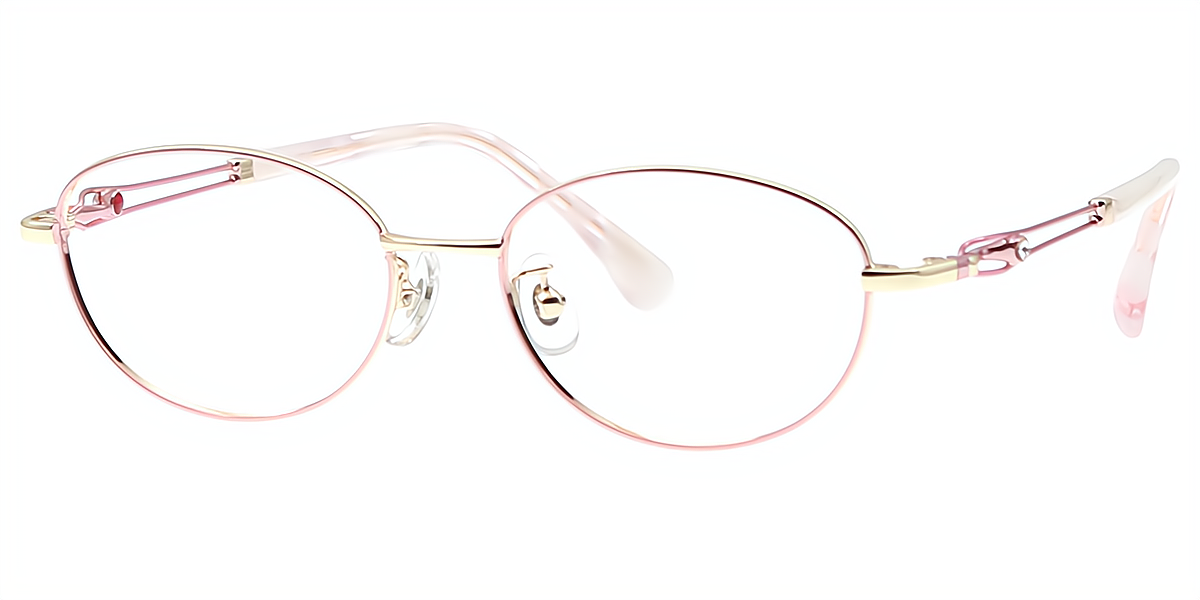 Pink Oval Refined Metal Eyeglasses