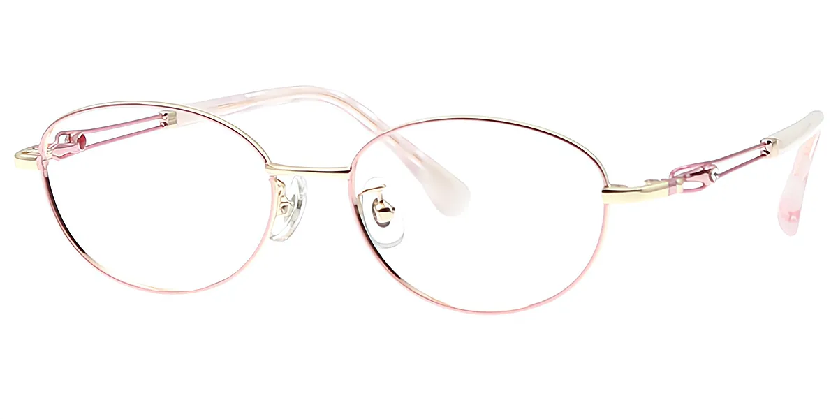 Pink Oval Refined Metal Eyeglasses