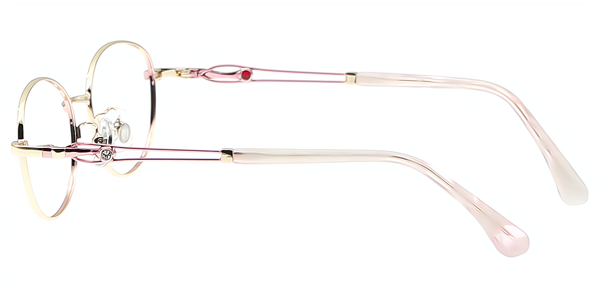 Pink Oval Refined Metal Eyeglasses