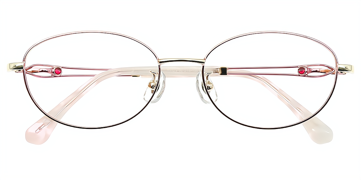 Pink Oval Refined Metal Eyeglasses