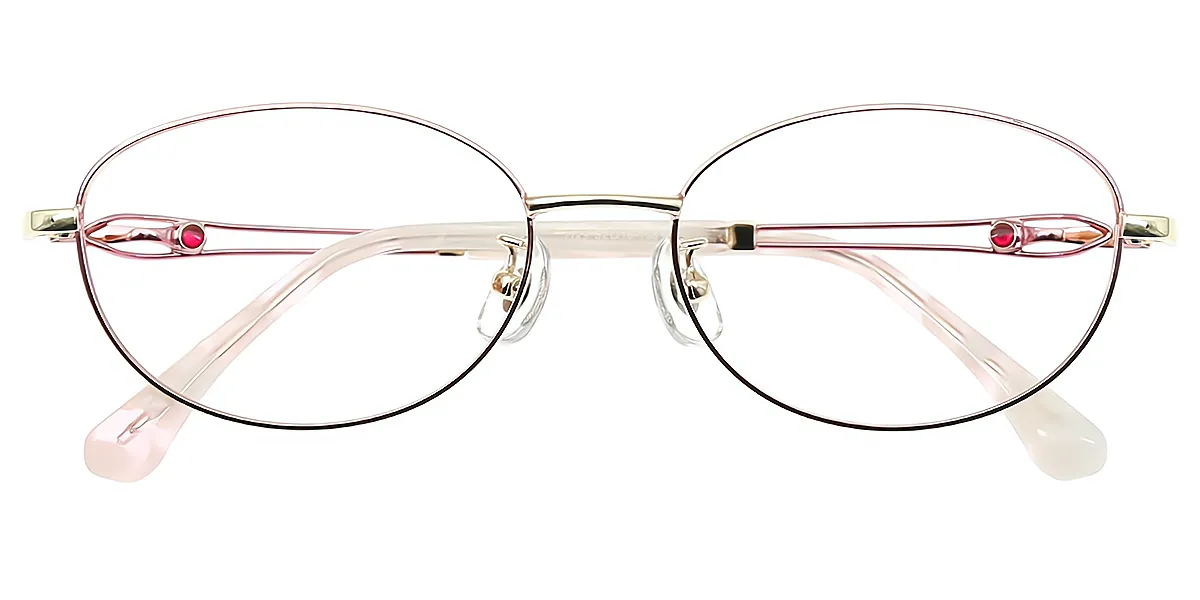 Pink Oval Refined Metal Eyeglasses