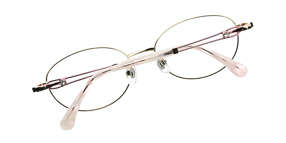 Pink Oval Refined Metal Eyeglasses