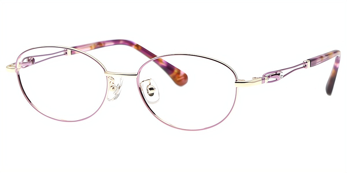 Purple Oval Refined Metal Eyeglasses