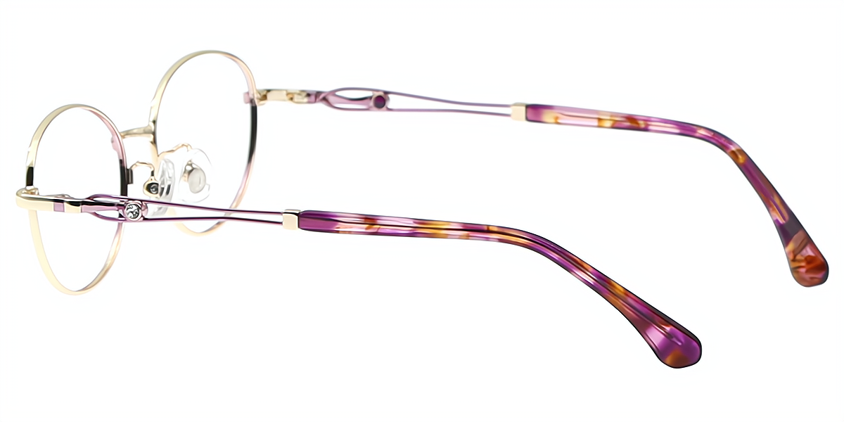 Purple Oval Refined Metal Eyeglasses