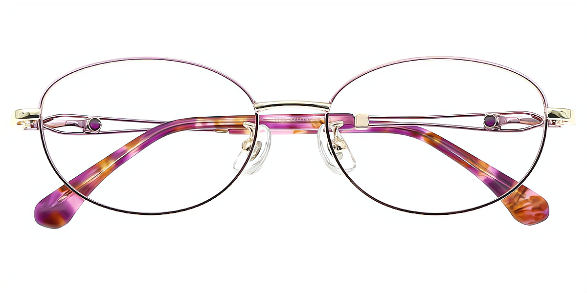 Purple Oval Refined Metal Eyeglasses