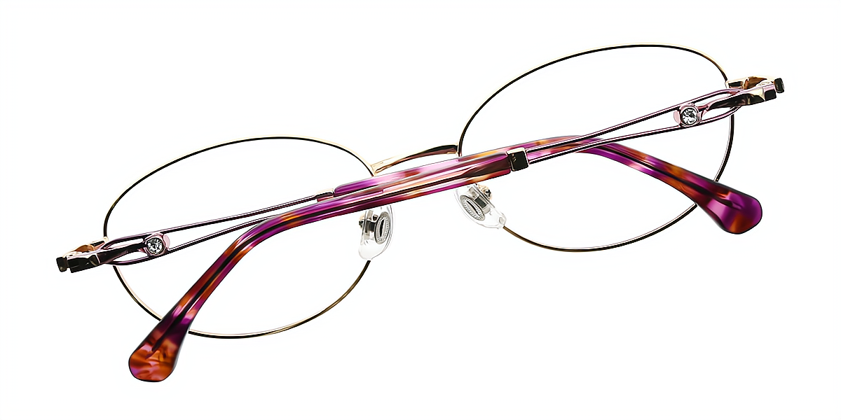Purple Oval Refined Metal Eyeglasses