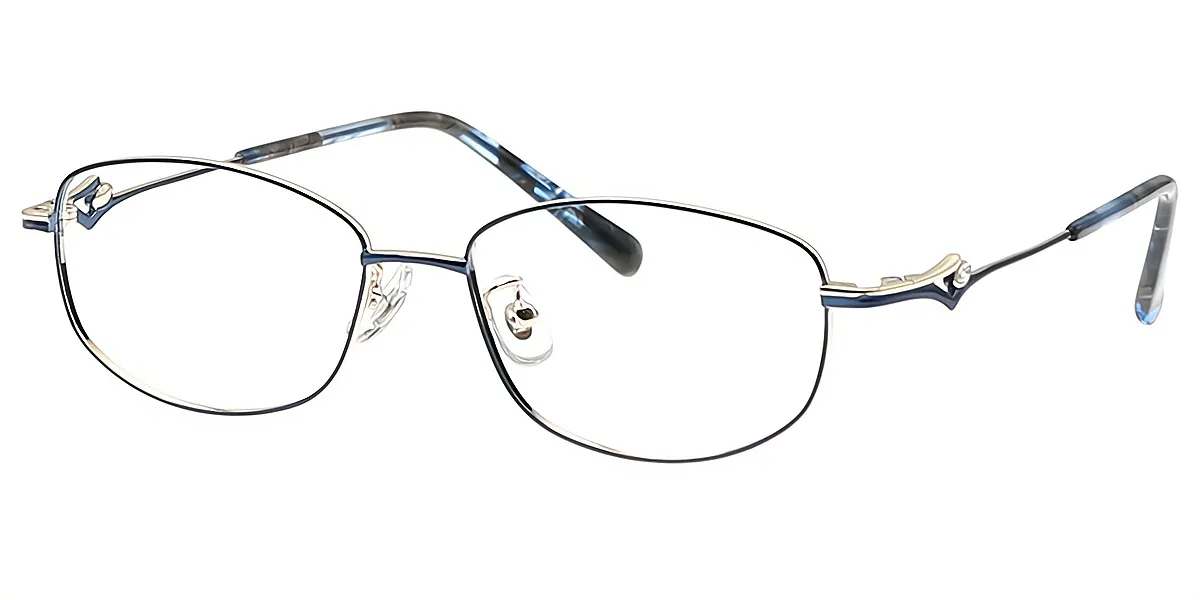Blue Oval Refined Metal Eyeglasses