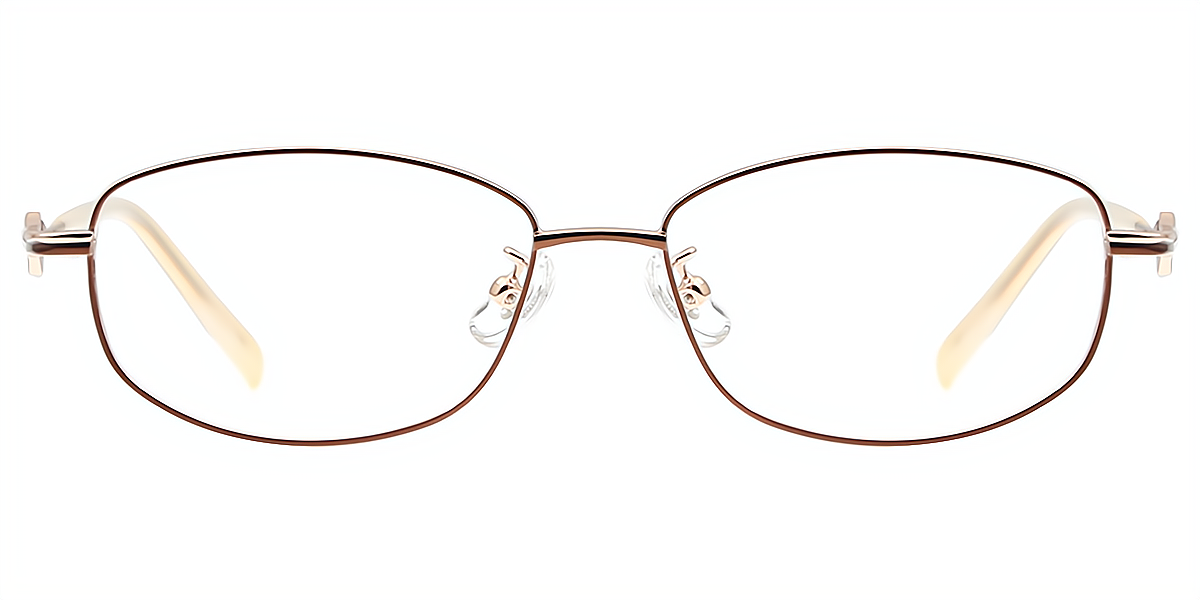 Brown Oval Refined Metal Eyeglasses