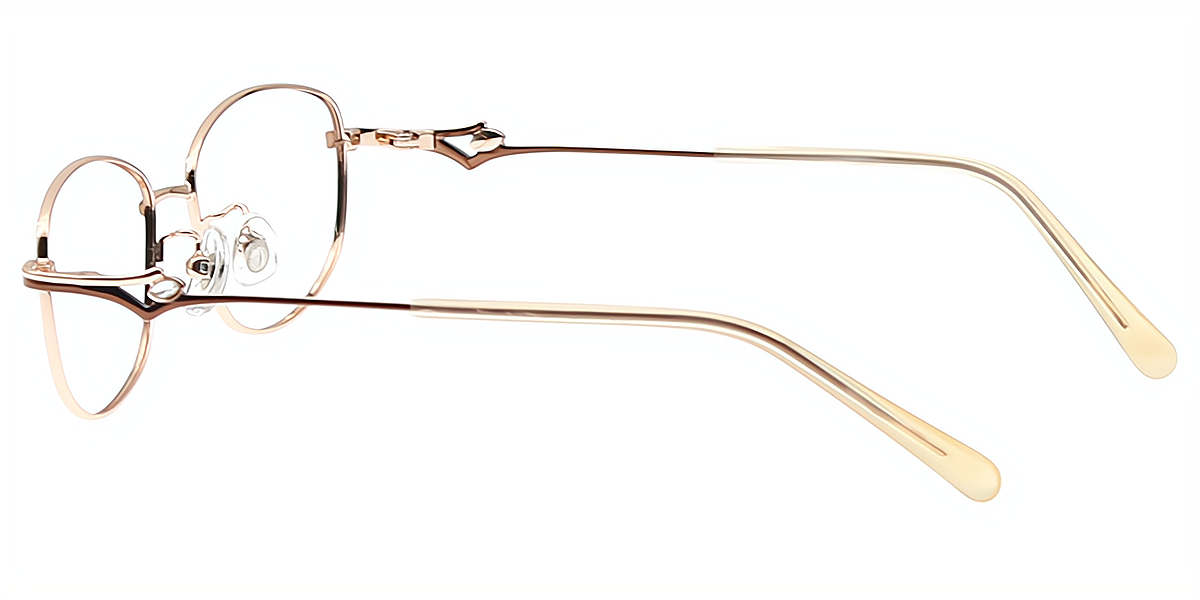 Brown Oval Refined Metal Eyeglasses