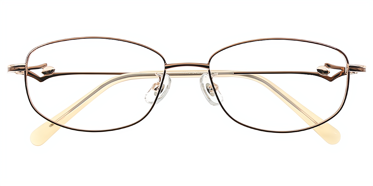 Brown Oval Refined Metal Eyeglasses