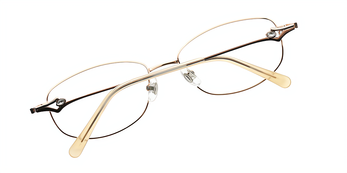 Brown Oval Refined Metal Eyeglasses