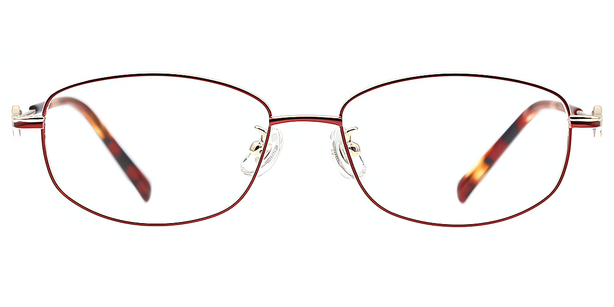 Red Oval Refined Metal Eyeglasses