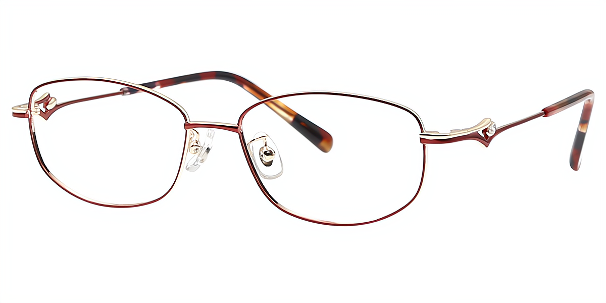 Red Oval Refined Metal Eyeglasses