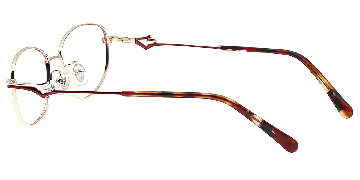 Red Oval Refined Metal Eyeglasses