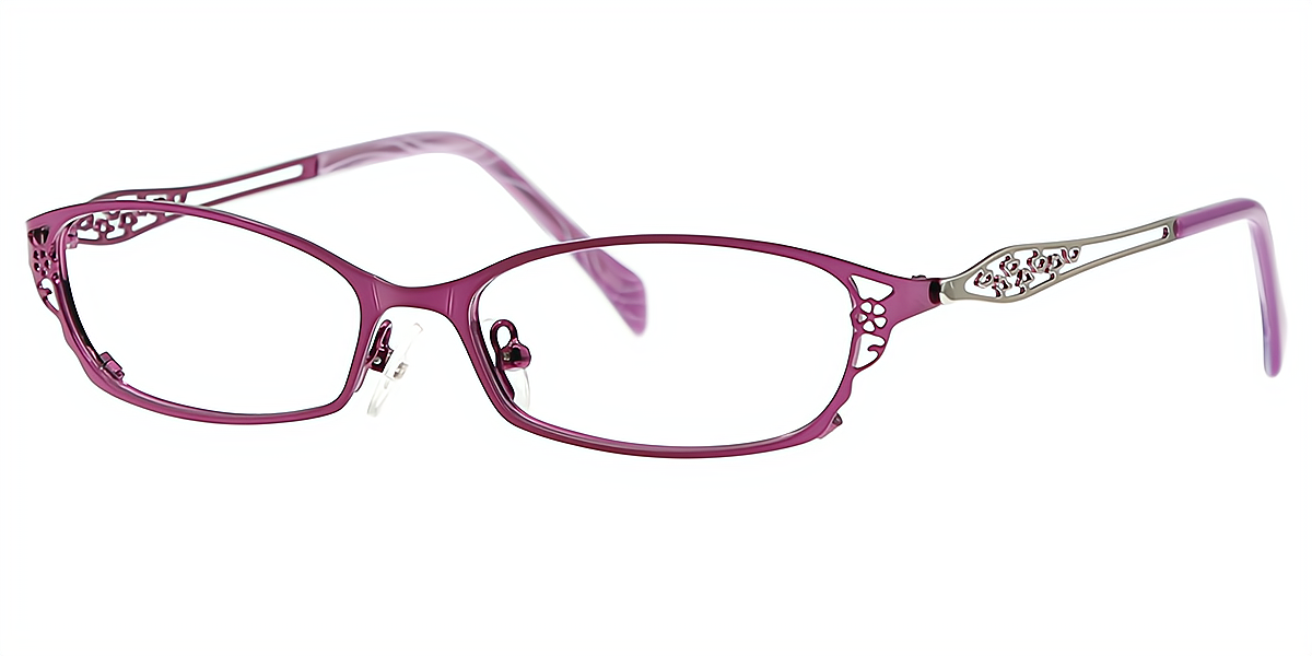 Purple Oval Elaborate Metal Eyeglasses