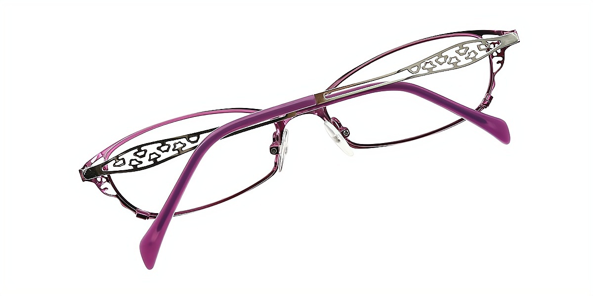 Purple Oval Elaborate Metal Eyeglasses