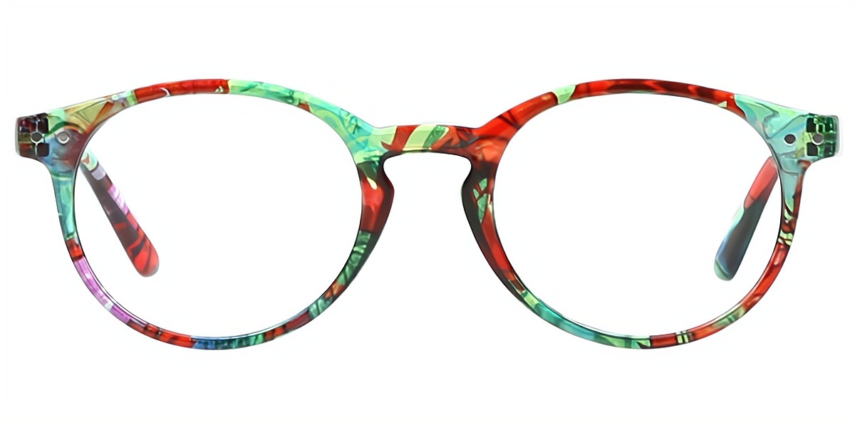 Floral Round Fancy Plastic Eyeglasses