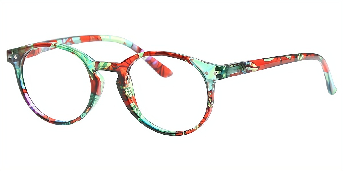 Floral Round Fancy Plastic Eyeglasses