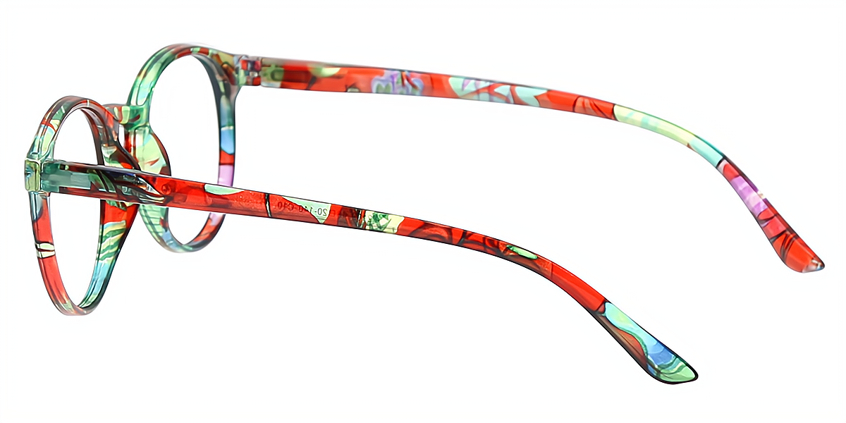 Floral Round Fancy Plastic Eyeglasses