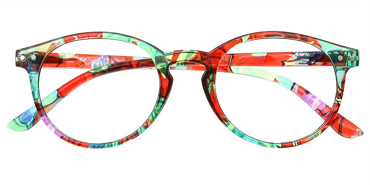 Floral Round Fancy Plastic Eyeglasses