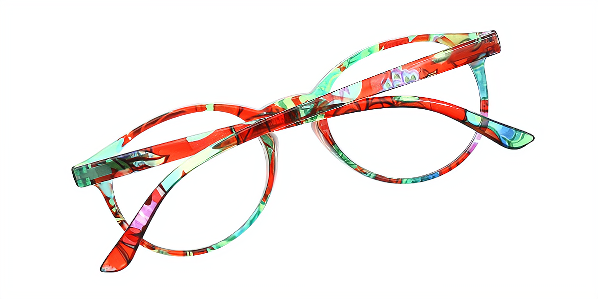 Floral Round Fancy Plastic Eyeglasses