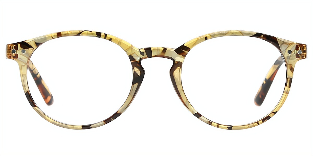 Tortoise Round Fancy Plastic Eyeglasses