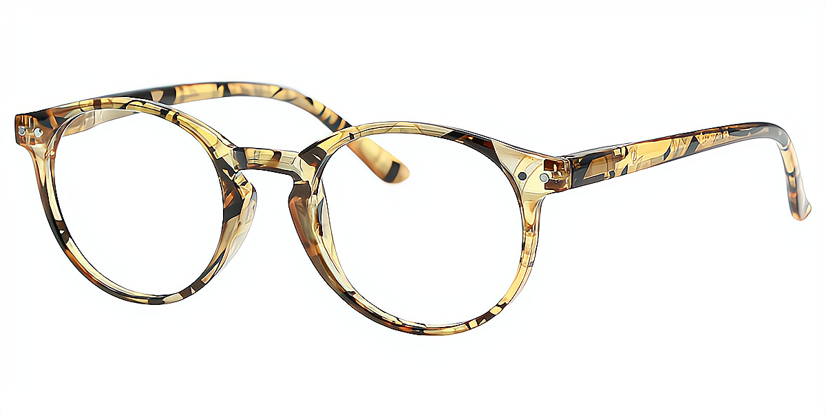 Tortoise Round Fancy Plastic Eyeglasses