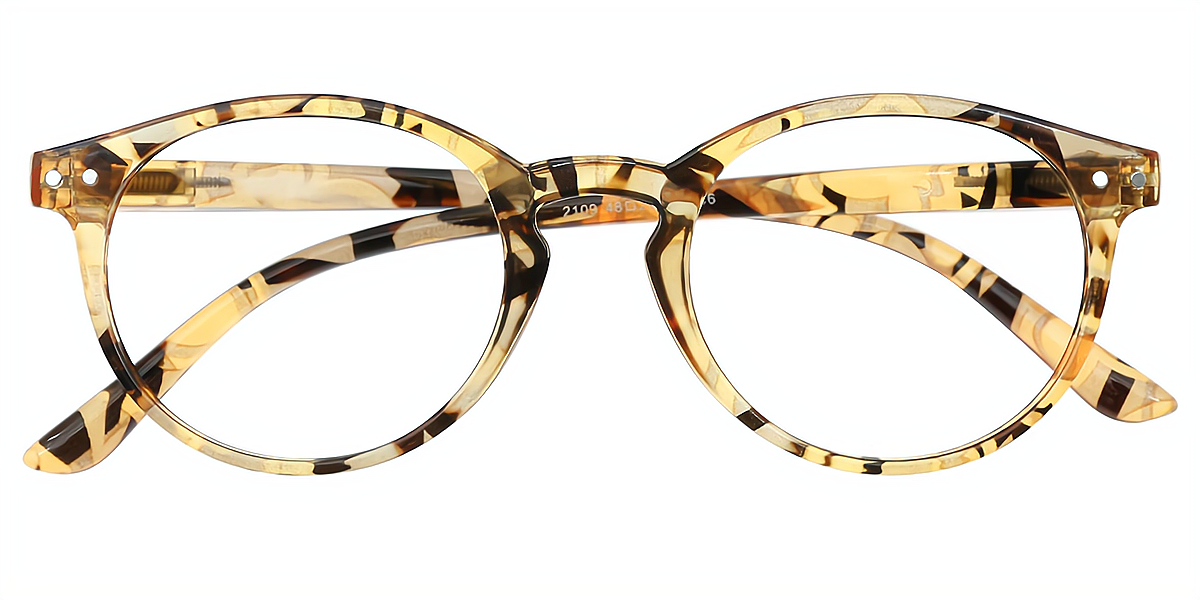 Tortoise Round Fancy Plastic Eyeglasses