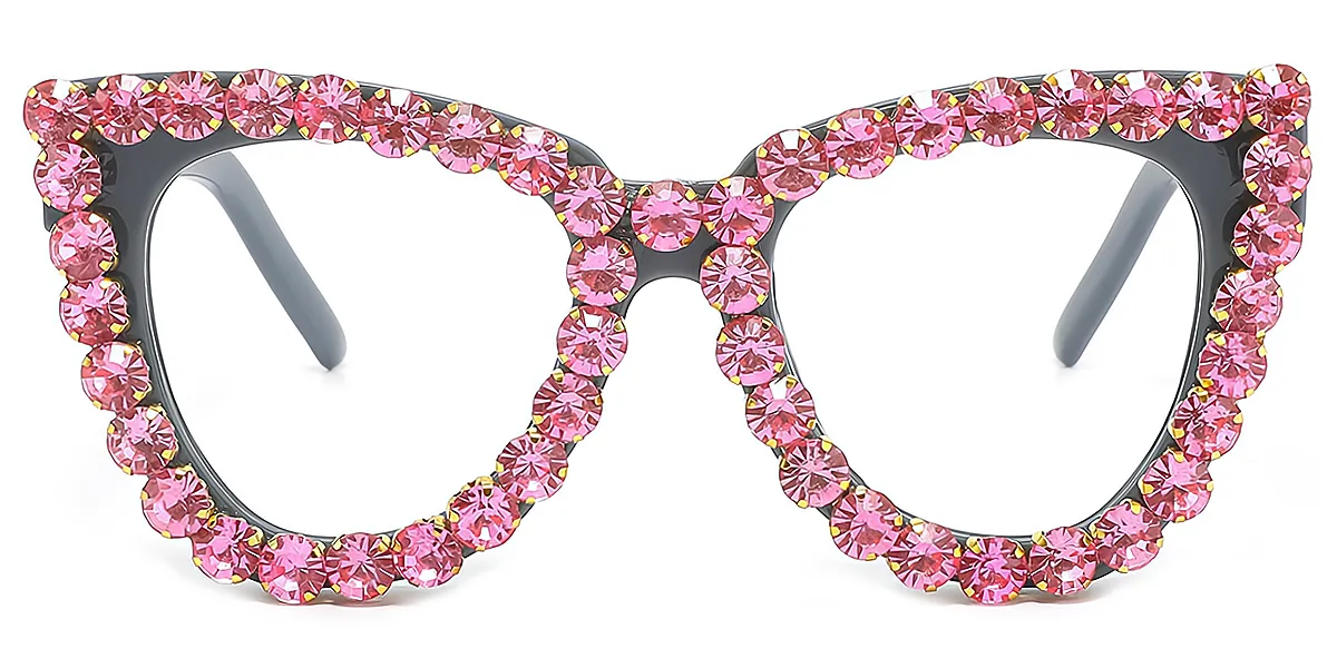 Pink Cat Eye Chic Oversized Plastic Eyeglasses