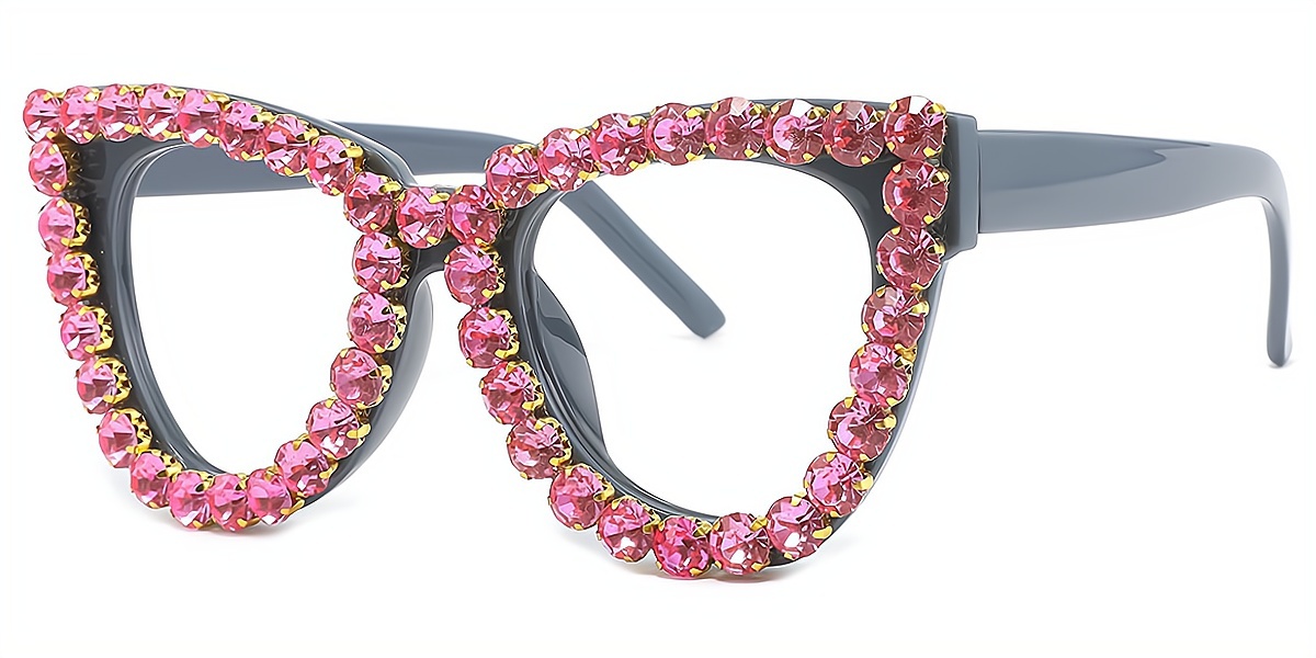 Pink Cat Eye Chic Oversized Plastic Eyeglasses