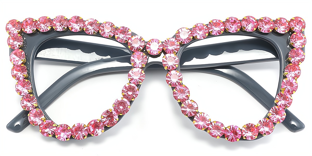 Pink Cat Eye Chic Oversized Plastic Eyeglasses