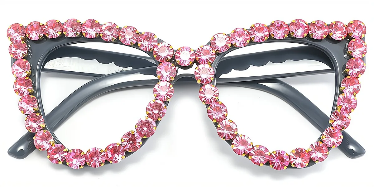 Pink Cat Eye Chic Oversized Plastic Eyeglasses