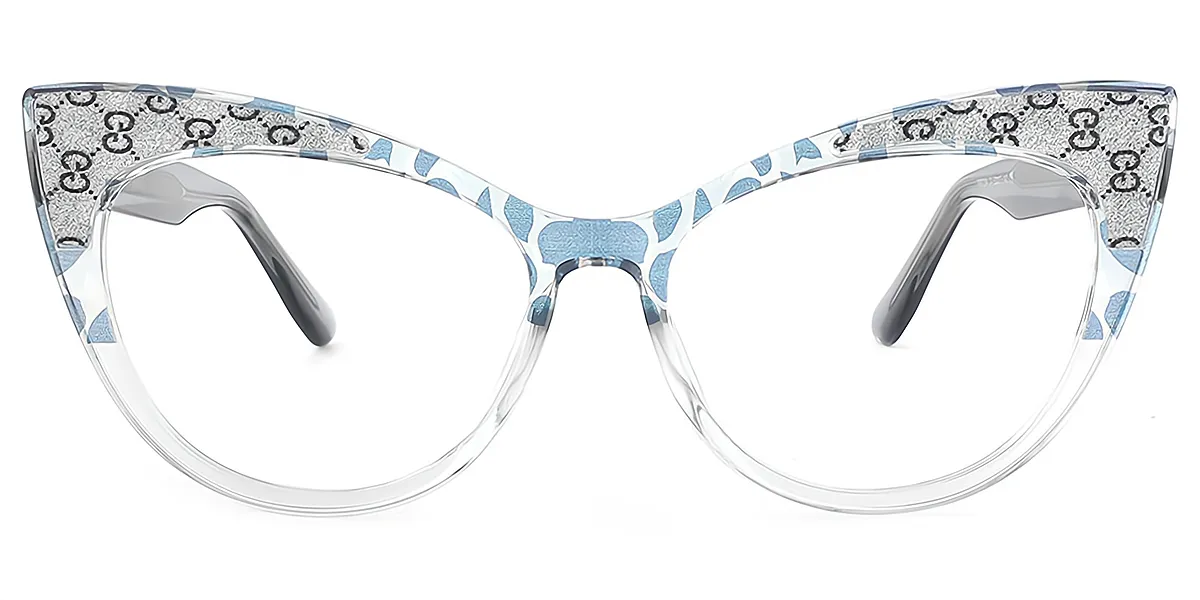 Blue Gradient Cat Eye Chic Oversized TR90 Eyeglasses