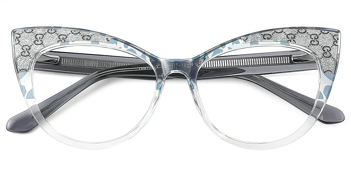 Blue Gradient Cat Eye Chic Oversized TR90 Eyeglasses