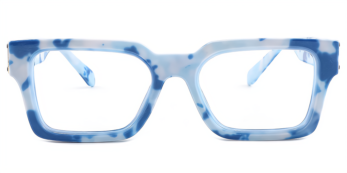 Blue Rectangle Chic Oversized Plastic Eyeglasses