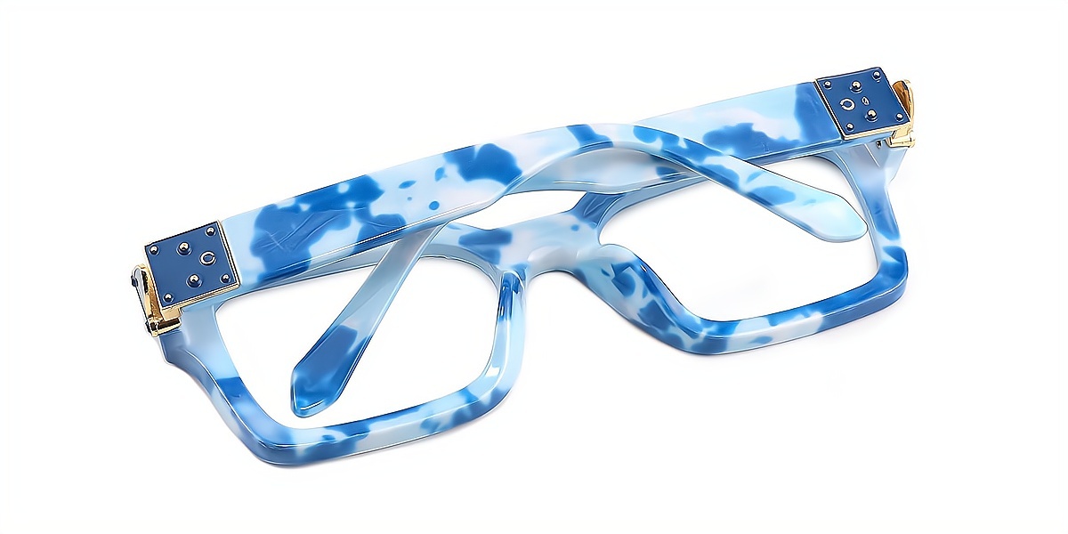 Blue Rectangle Chic Oversized Plastic Eyeglasses