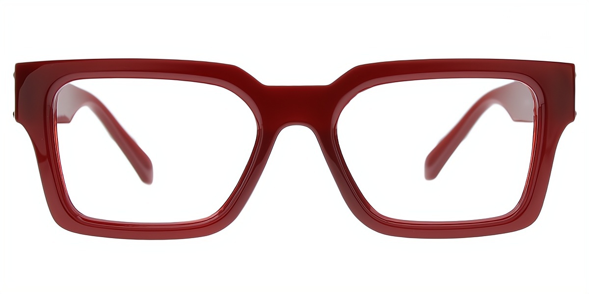 Red Rectangle Chic Oversized Plastic Eyeglasses