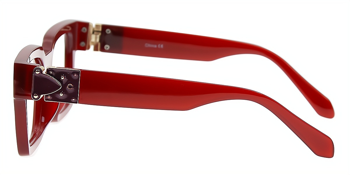 Red Rectangle Chic Oversized Plastic Eyeglasses