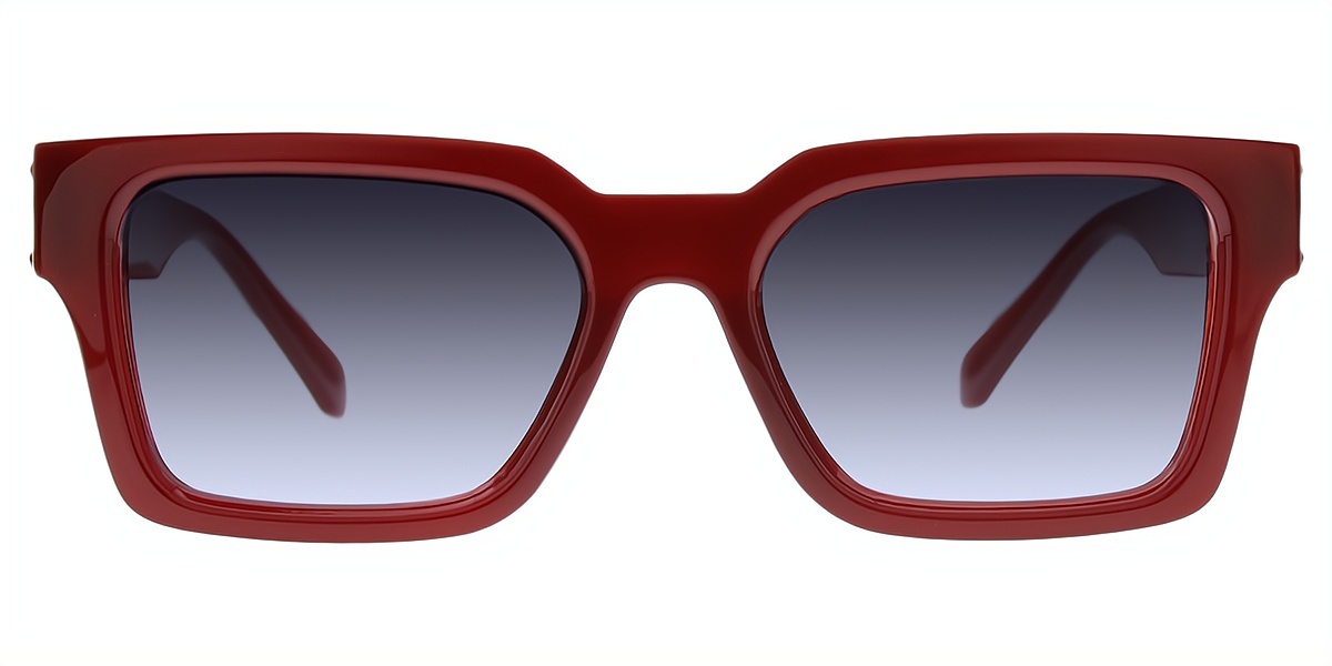 Red Rectangle Chic Oversized Plastic Eyeglasses