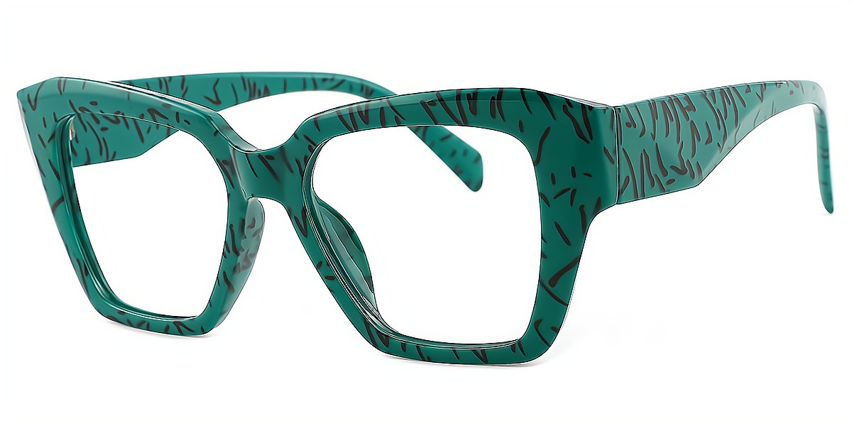 Green Butterfly Oversized Plastic Eyeglasses