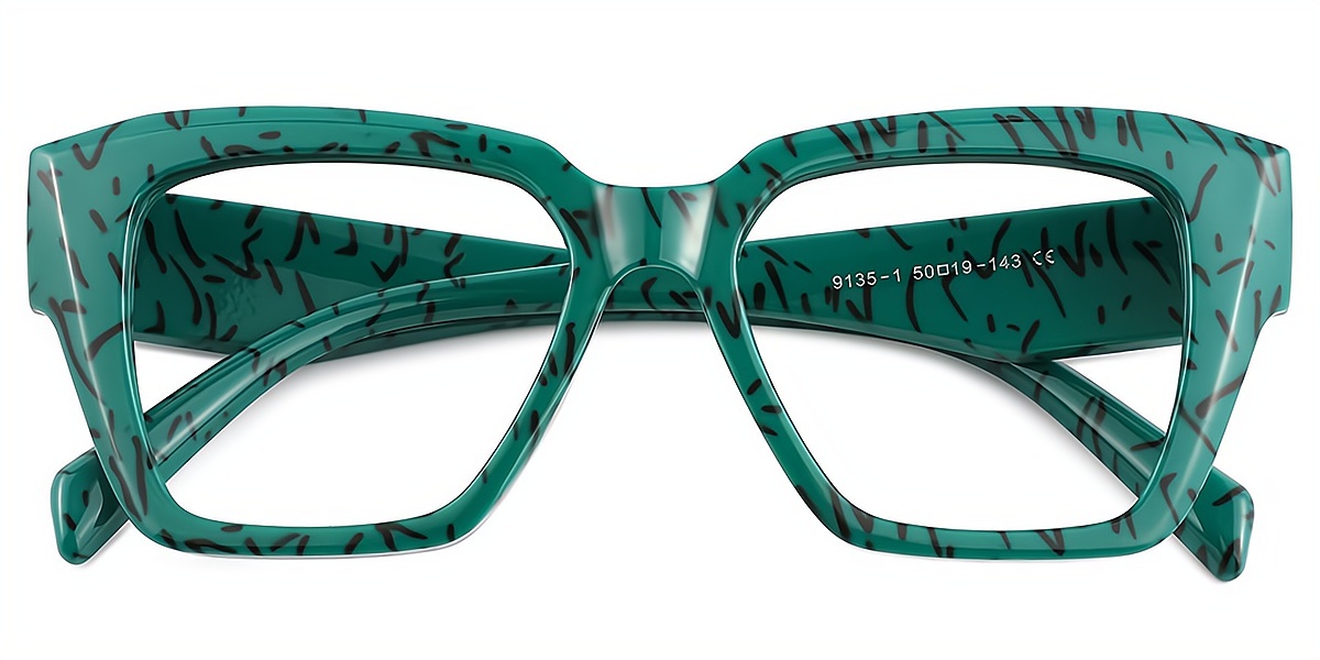 Green Butterfly Oversized Plastic Eyeglasses