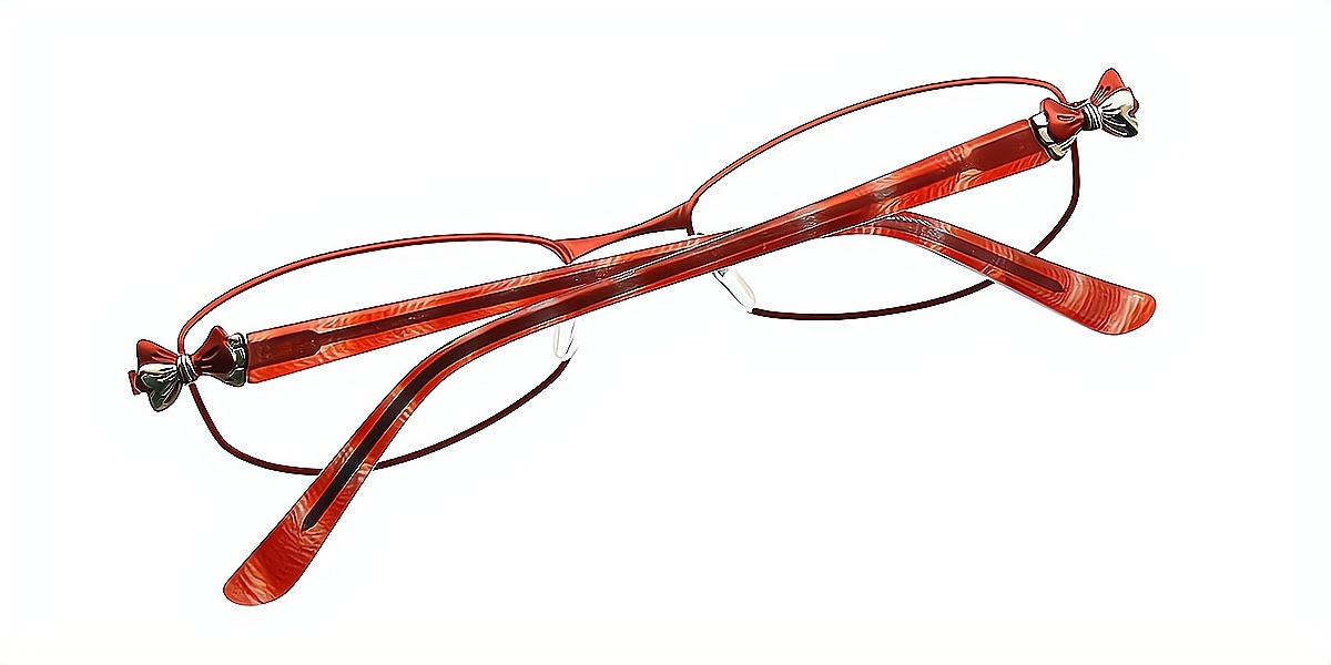 Red Rectangle Elaborate Metal Eyeglasses