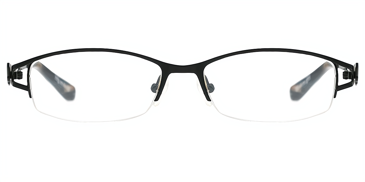 Black Rectangle Elaborate Metal Eyeglasses