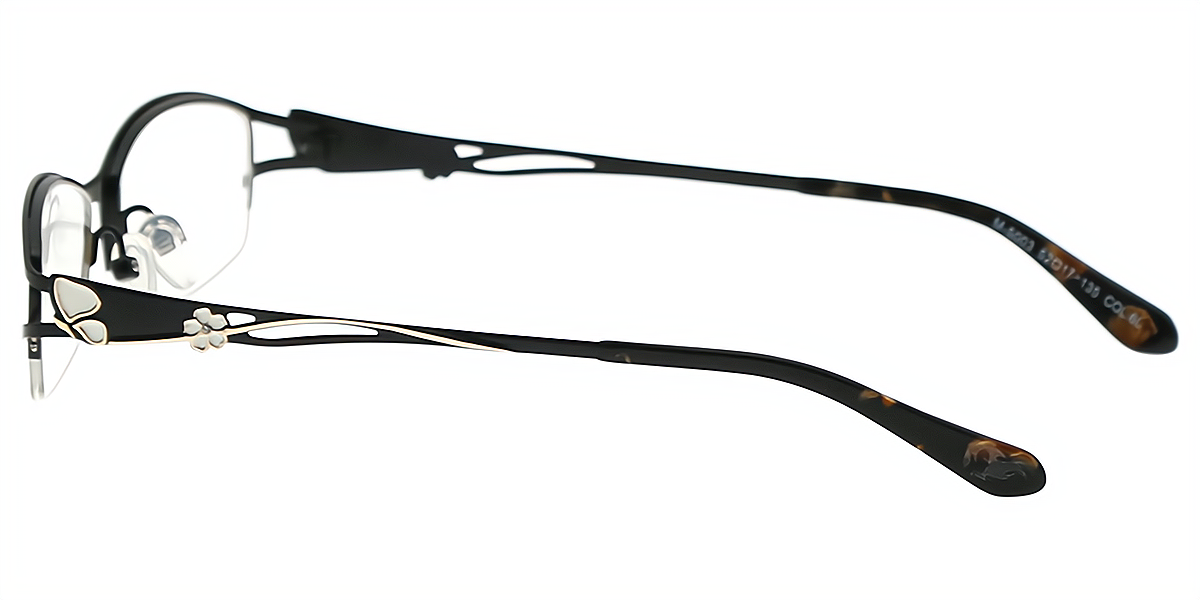 Black Rectangle Elaborate Metal Eyeglasses