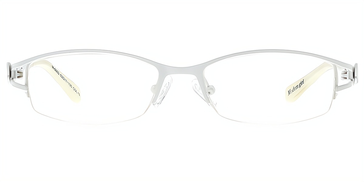 White Rectangle Elaborate Metal Eyeglasses