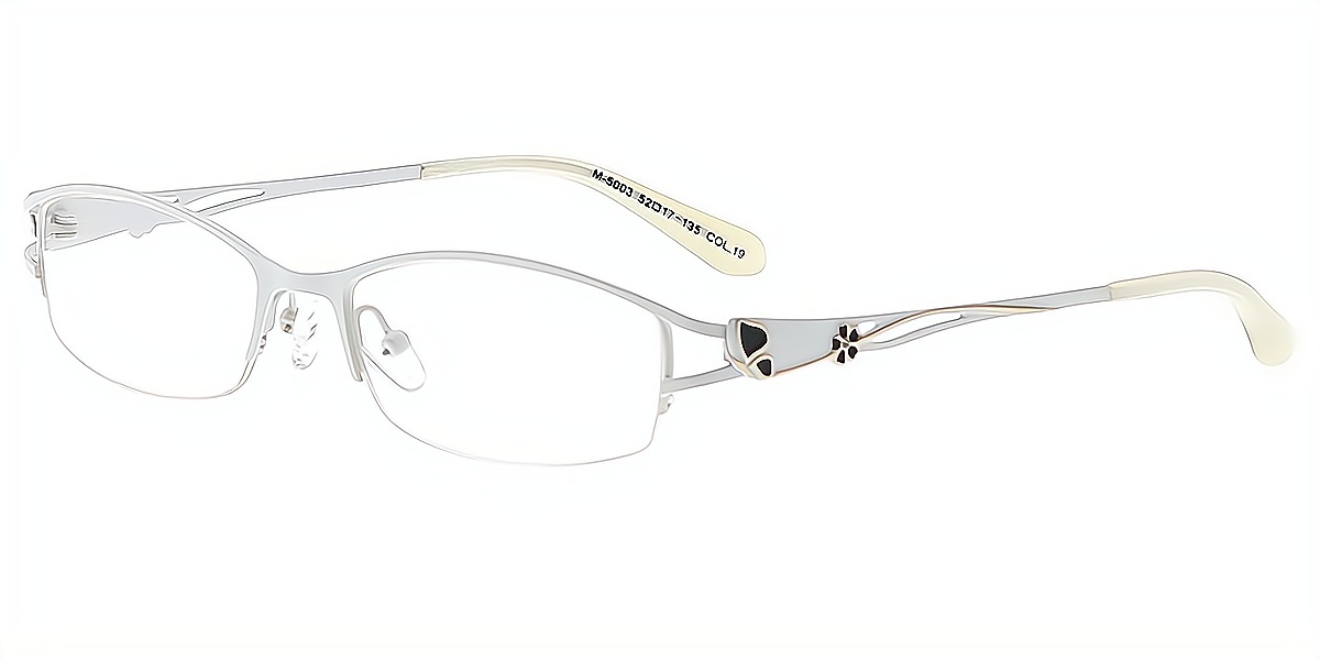 White Rectangle Elaborate Metal Eyeglasses