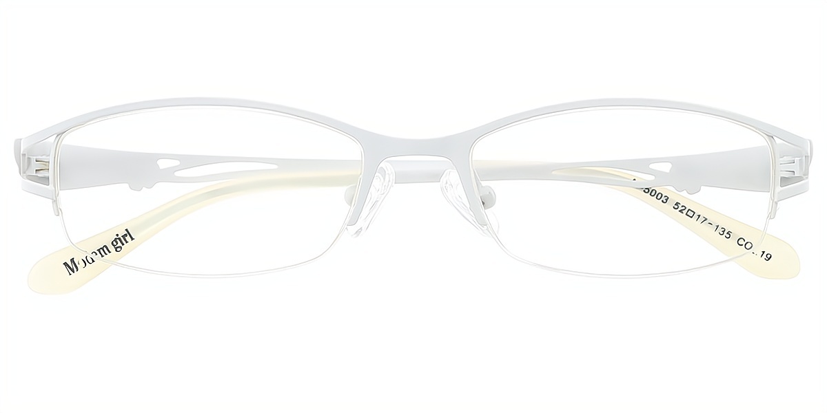 White Rectangle Elaborate Metal Eyeglasses