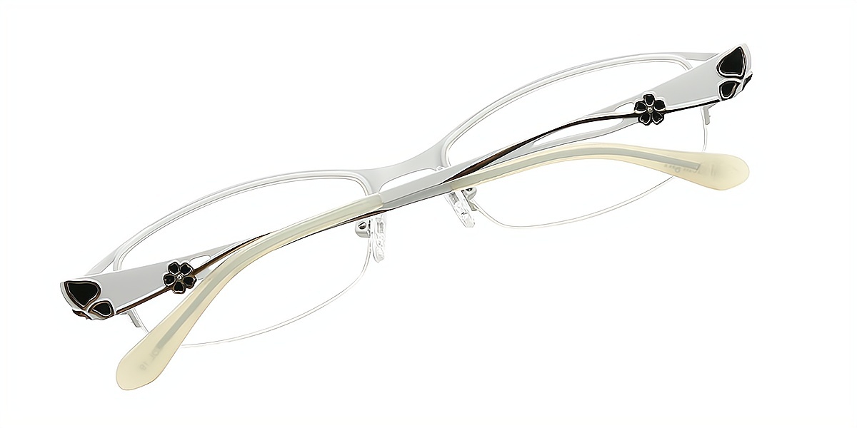 White Rectangle Elaborate Metal Eyeglasses