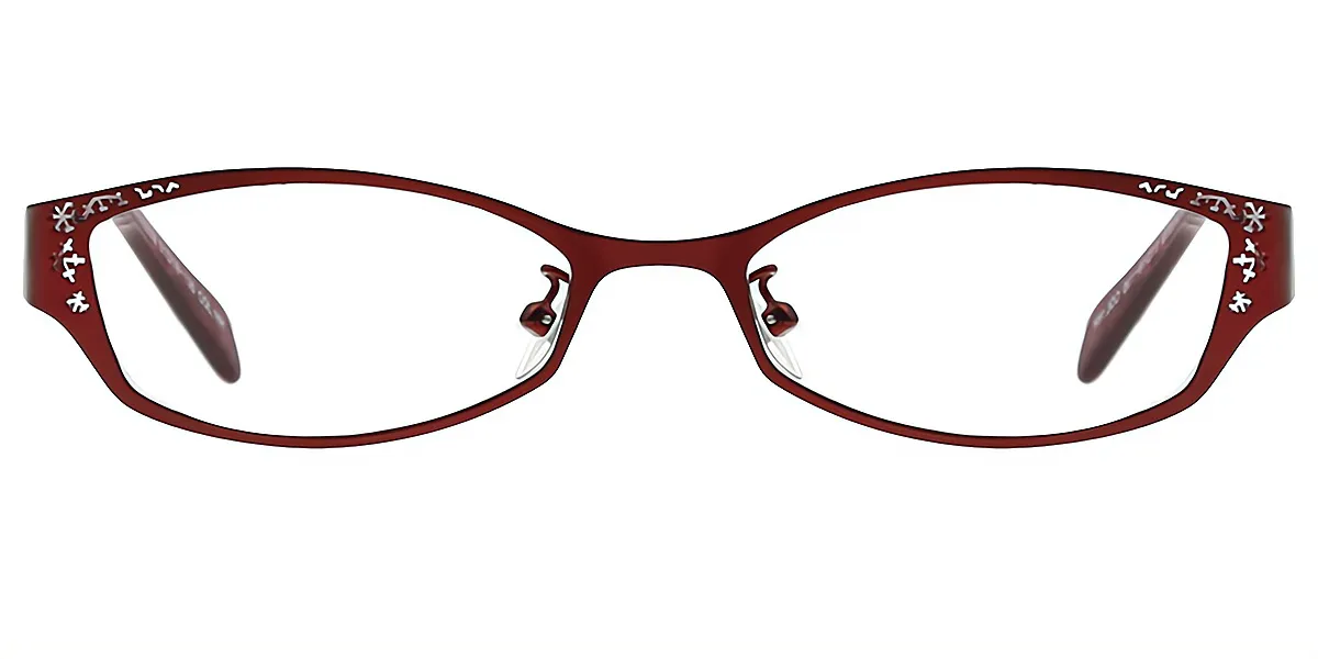 Red Oval Refined Metal Eyeglasses