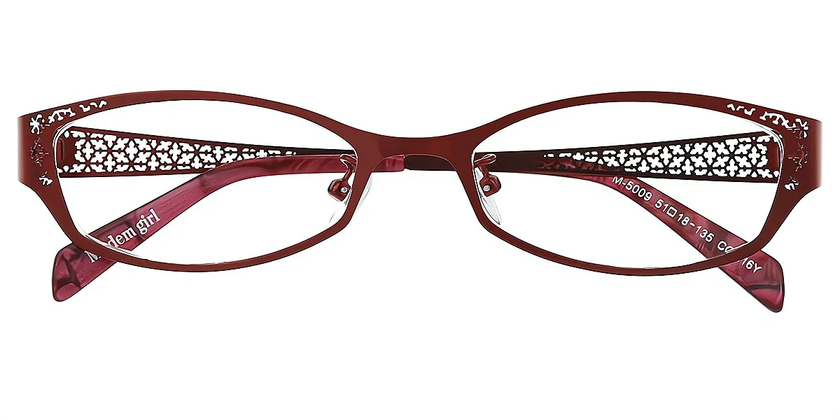 Red Oval Refined Metal Eyeglasses